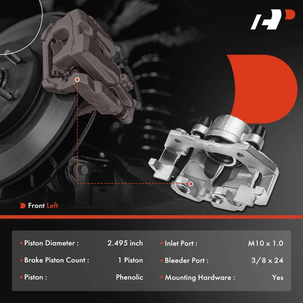1-PC Brake Caliper, Front Left Driver Side, 1-Piston, A-Premium APBC0281