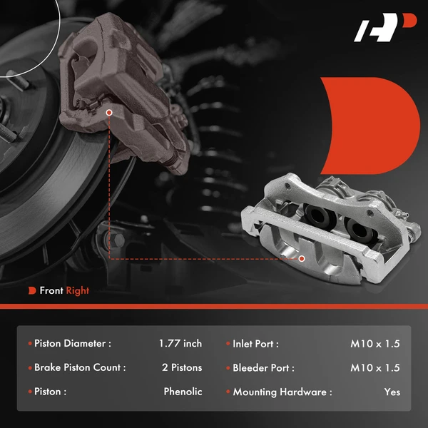1-PC Brake Caliper, Front Right Passenger Side, 2-Piston, A-Premium APBC0314