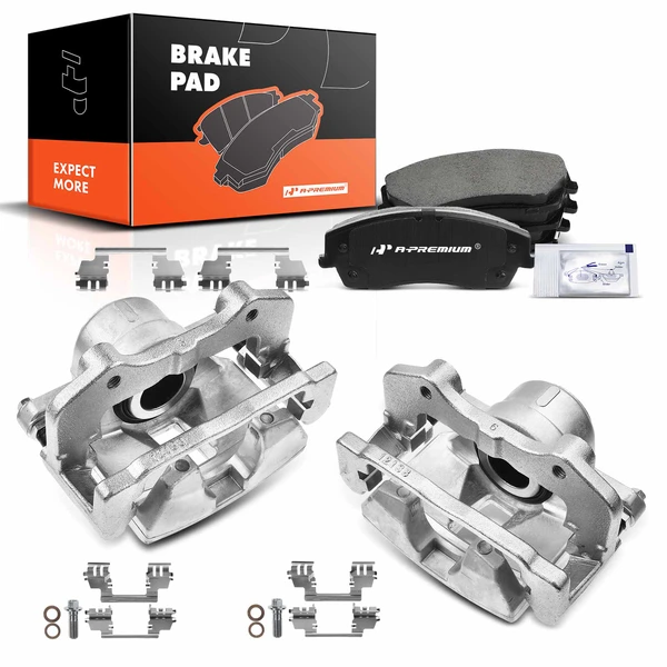 6 Pcs Front Brake Calipers & Ceramic Brake Pads for 2005-2011 Chrysler 300