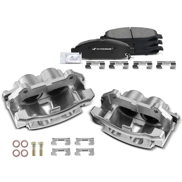 6-PC Brake Caliper + Brake Pad, Front Driver & Passenger, 2-Piston, A-Premium APBC3456