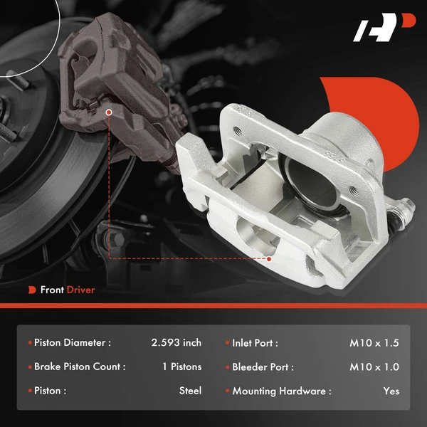 1-PC Brake Caliper, Front Left Driver Side, 1-Piston, A-Premium APBC4189
