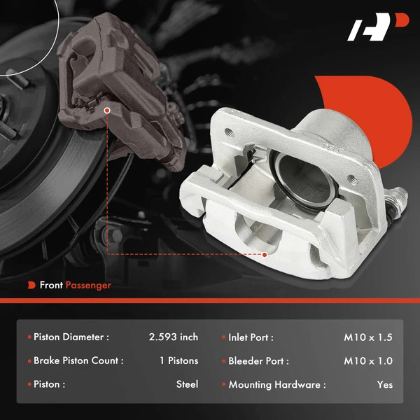 1-PC Brake Caliper, Front Right Passenger Side, 1-Piston, A-Premium APBC4190