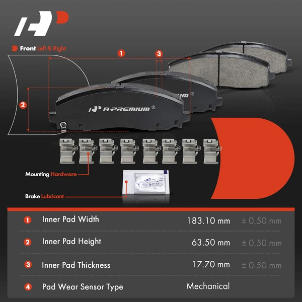 6-PC Brake Caliper + Brake Pad, Front Driver & Passenger, 2-Piston, A-Premium APBC3531