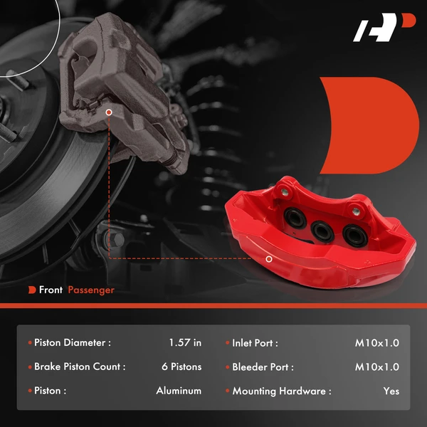 1-PC Brake Caliper, Front Right Passenger Side, 6-Piston, A-Premium APBC3865