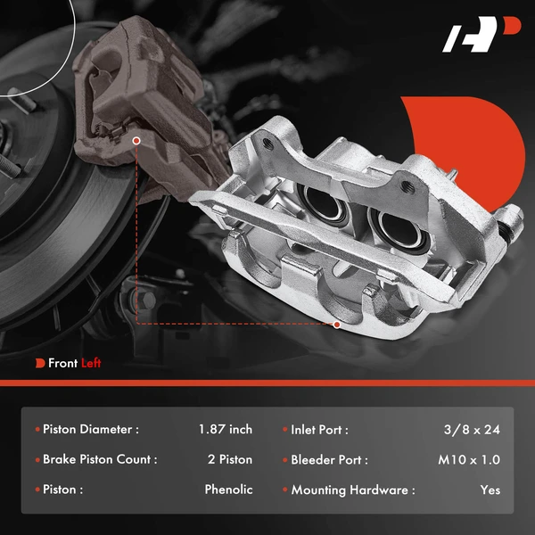 1-PC Brake Caliper, Front Left Driver Side, 1-Piston, A-Premium APBC1570