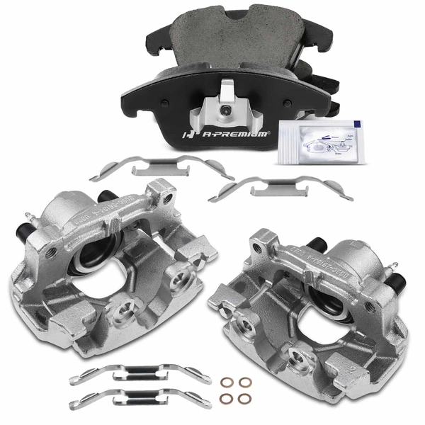 6-PC Brake Caliper + Brake Pad, Front Driver & Passenger, 1-Piston, A-Premium APBC3469