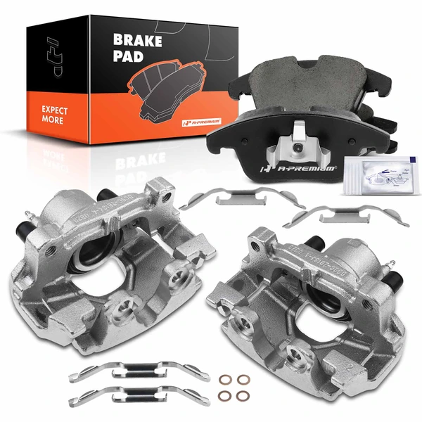 2013-2020 Ford Fusion 6-Pc Brake Caliper and Pad Kit Front Driver & Passenger 1-Piston A-Premium APBC3469