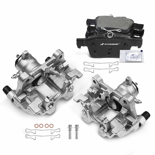2013-2020 Ford Fusion 6-Pc Brake Caliper and Pad Kit Rear Driver & Passenger 1-Piston A-Premium APBC3532