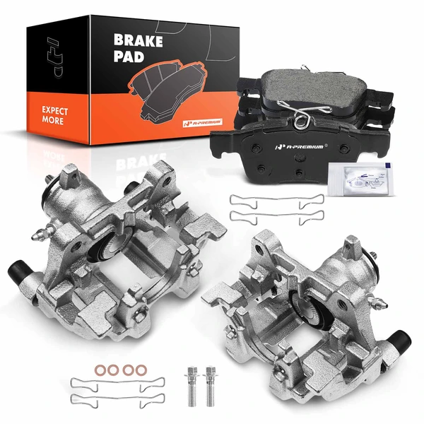 2013-2018 2020 Lincoln MKZ 6-Pc Brake Caliper and Pad Kit Rear Driver & Passenger 1-Piston A-Premium APBC3532