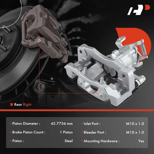 1-PC Brake Caliper, Rear Right Passenger Side, 1-Piston, A-Premium APBC3868