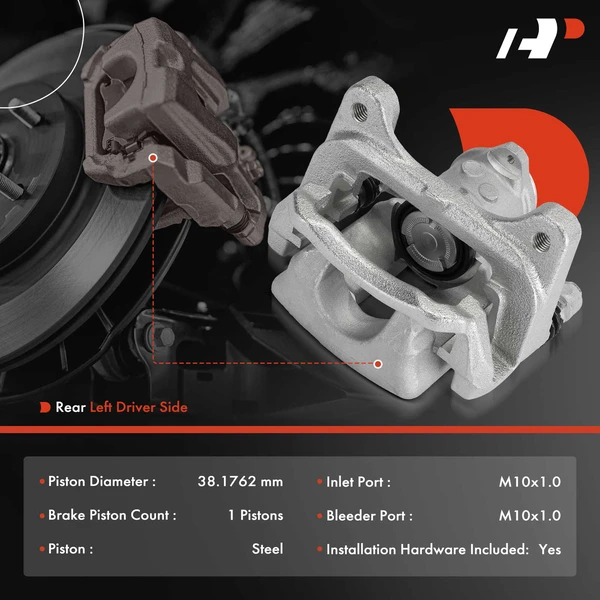 1-PC Brake Caliper, Rear Left Driver Side, 1-Piston, A-Premium APBC4200