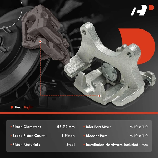 1-Pc Brake Caliper Rear Right Passenger Side 1-Piston A-Premium APBC4428