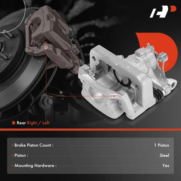 1-PC Brake Caliper, Rear Right Passenger Side, 1-Piston, A-Premium APBC4409