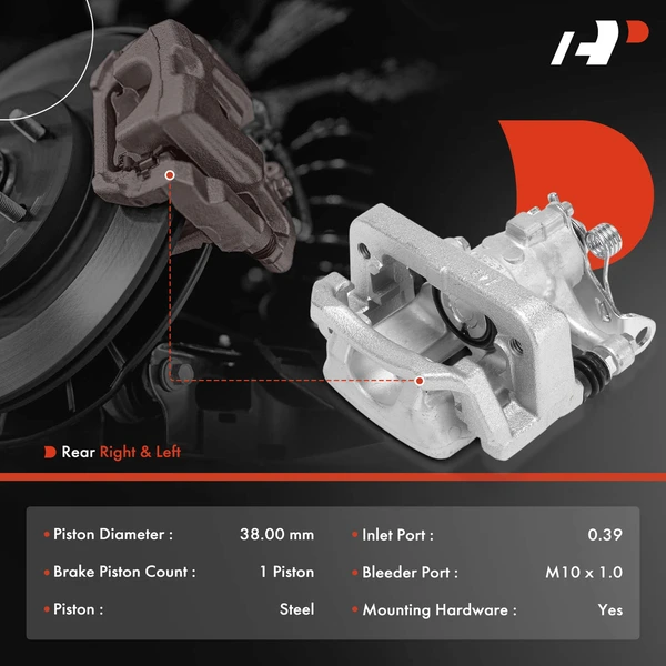 2-Pc Brake Caliper Rear Driver & Passenger 1-Piston A-Premium APBC4410