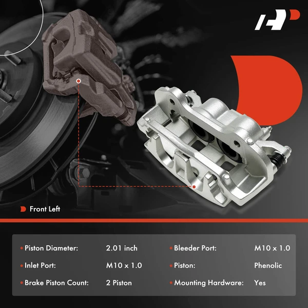 1-Pc Brake Caliper Front Left Driver Side 2-Piston A-Premium APBC4633