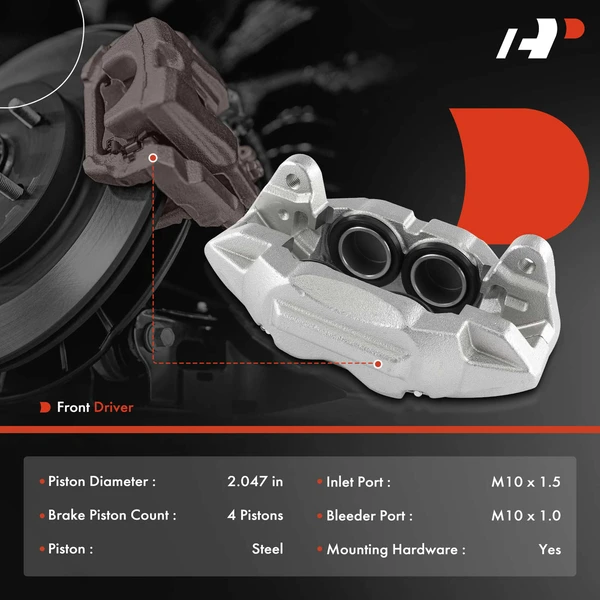 1 -Pc Brake Caliper Front Left Driver Side 4-Piston A-Premium APBC3873