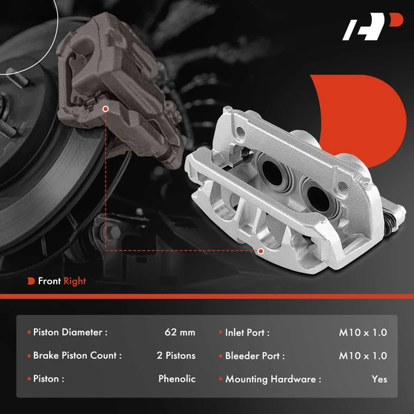 1 -Pc Brake Caliper Front Right Passenger Side 2-Piston A-Premium APBC3809