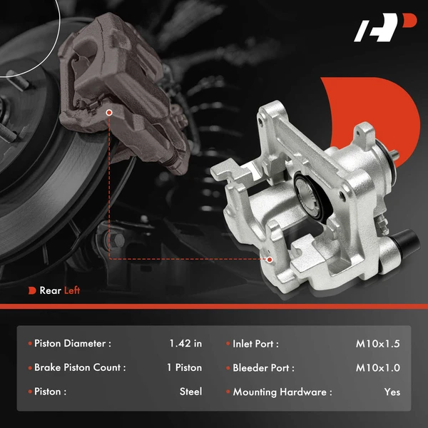 1-Pc Brake Caliper Rear Left Driver Side 1-Piston A-Premium APBC4497