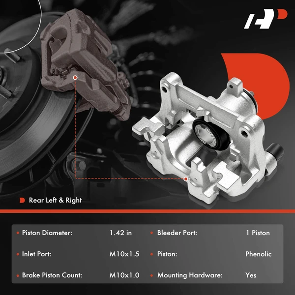 2-Pc Brake Caliper Rear Driver & Passenger Side 1-Piston A-Premium APBC4498