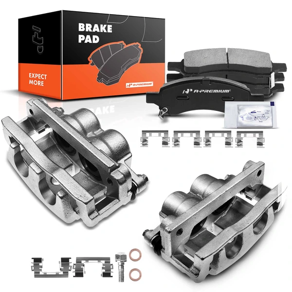 6 Pcs Front Brake Calipers & Ceramic Brake Pads for 2007-2010 Saturn Outlook