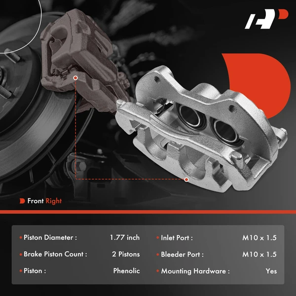 1-PC Brake Caliper, Front Right Passenger Side, 2-Piston, A-Premium APBC1787