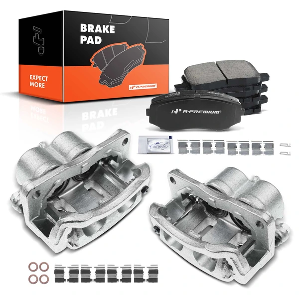 6-PC Brake Caliper + Brake Pad, Front Driver & Passenger, 2-Piston, A-Premium APBC3459