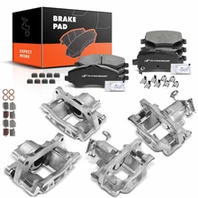 12 Pcs Front & Rear Brake Calipers & Ceramic Brake Pads