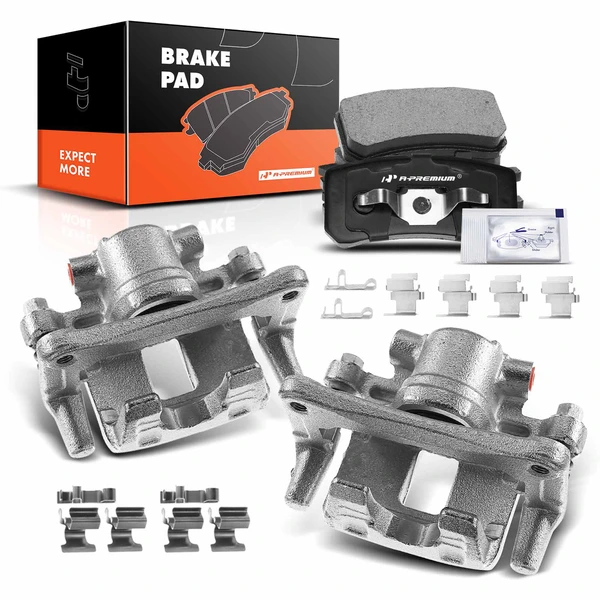 6 Pcs Rear Brake Calipers & Ceramic Brake Pads for 2011-2014 Chrysler 200