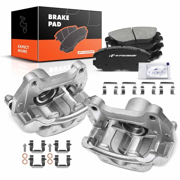 6 Pcs Front Brake Calipers & Ceramic Brake Pads for 2010-2016 Buick LaCrosse