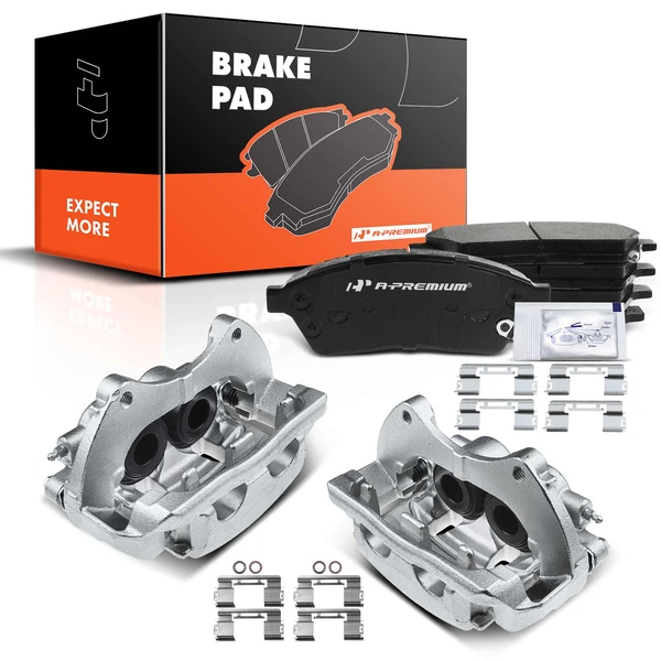 2010-2016 Cadillac SRX 6-Pc Brake Caliper and Pad Kit Front Driver & Passenger 2-Piston A-Premium APBC3464