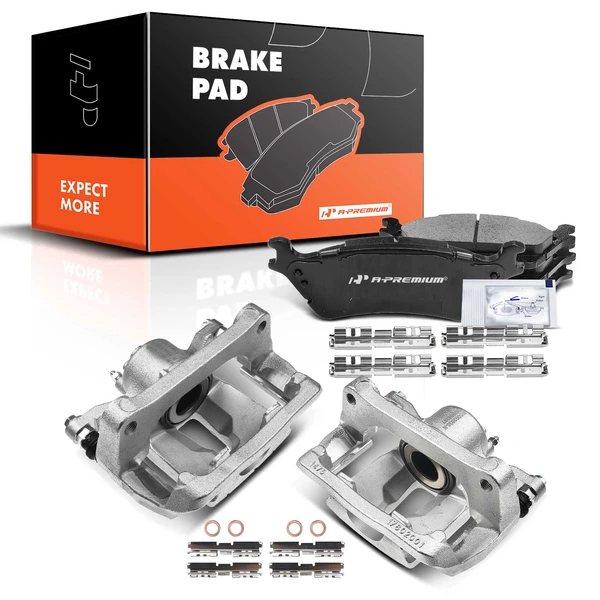 2012-2016 Ford F-150 6-Pc Brake Caliper and Pad Kit Rear Driver & Passenger 1-Piston A-Premium APBC3465