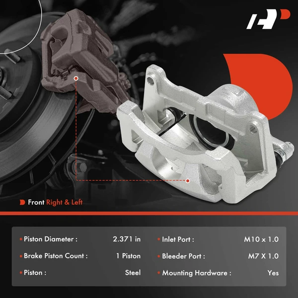 2 -Pc Brake Caliper Front Driver & Passenger 1-Piston A-Premium APBC4066