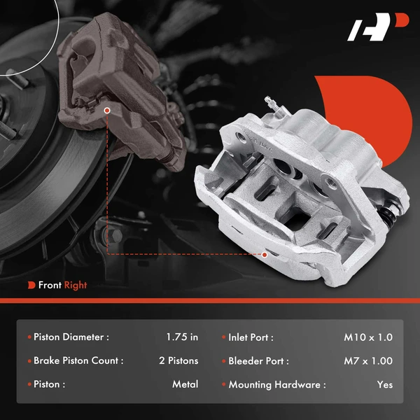 1-PC Brake Caliper, Front Right Passenger Side, 2-Piston, A-Premium APBC3340