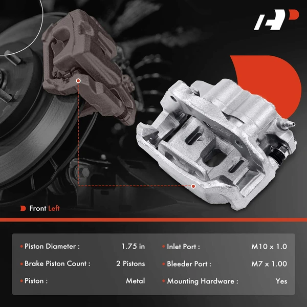 1-PC Brake Caliper, Front Left Driver Side, 2-Piston, A-Premium APBC3341