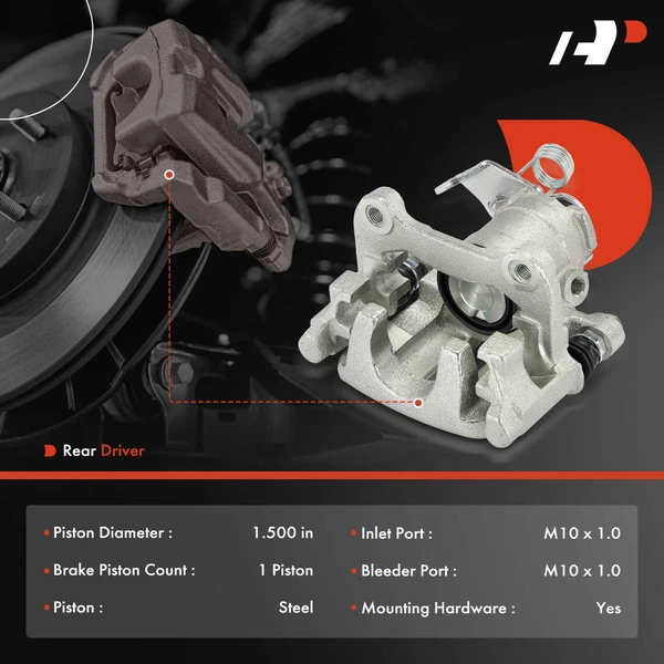 1-PC Brake Caliper, Rear Left Driver Side, 1-Piston, A-Premium APBC4211
