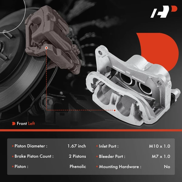 1-PC Brake Caliper, Front Left Driver Side, 2-Piston, A-Premium APBC0591
