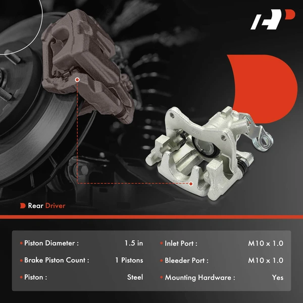 1-PC Brake Caliper, Rear Left Driver Side, 1-Piston, A-Premium APBC4077