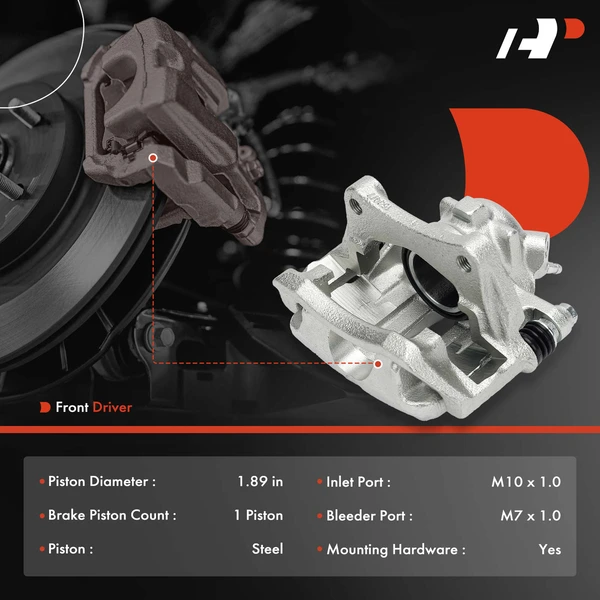 1-PC Brake Caliper, Front Left Driver Side, 1-Piston, A-Premium APBC0275