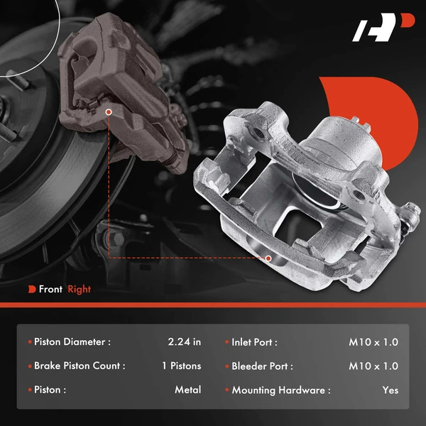 1-PC Brake Caliper, Front Right Passenger Side, 1-Piston, A-Premium APBC0560
