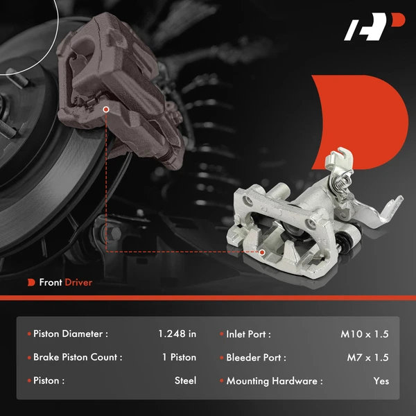 1-Pc Brake Caliper with Bracket Rear Left Driver Side 1-Piston A-Premium APBC4331