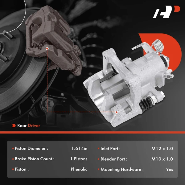 1-PC Brake Caliper, Rear Left Driver Side, 1-Piston, A-Premium APBC3929