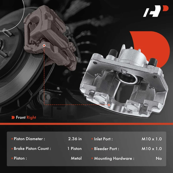 1-PC Brake Caliper, Front Right Passenger Side, 1-Piston, A-Premium APBC0732