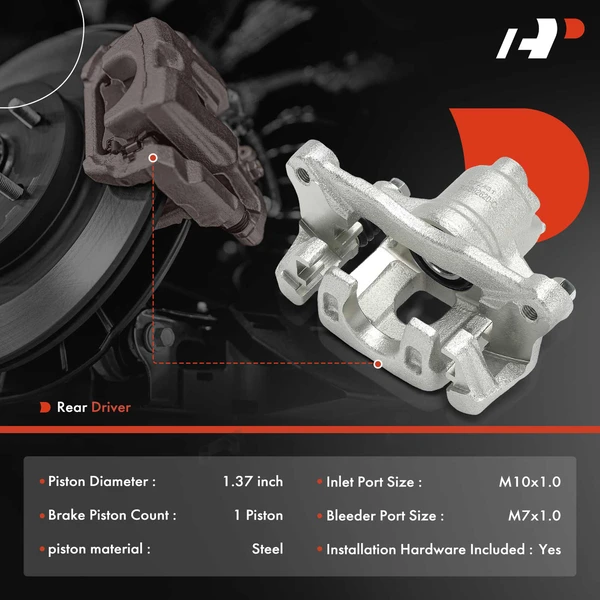 1-PC Brake Caliper, Rear Left Driver Side, 1-Piston, A-Premium APBC4363