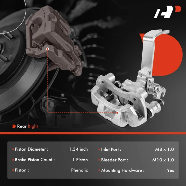 1-Pc Brake Caliper with Bracket Rear Right Passenger Side 1-Piston A-Premium APBC4641