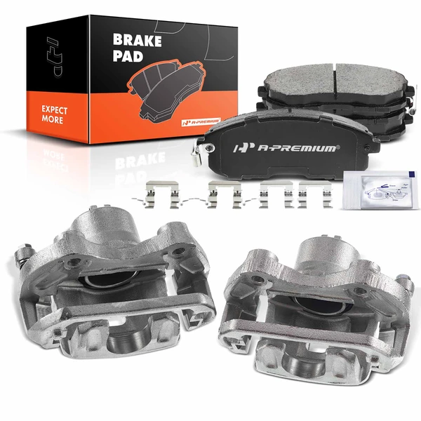 2003-2005 Infiniti G35 6-Pc Brake Caliper and Pad Kit Front Driver & Passenger 1-Piston A-Premium APBC3520