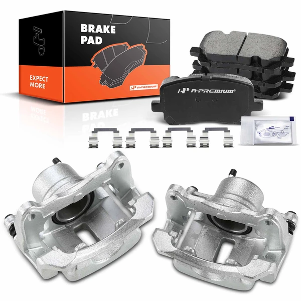 6-PC Brake Caliper + Brake Pad, Front Driver & Passenger, 1-Piston, A-Premium APBC3472