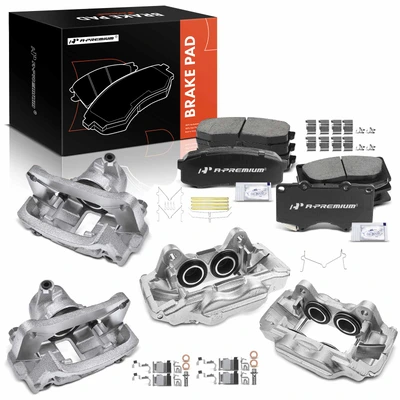 2003-2009 Toyota 4Runner 12pc Brake Caliper and Pad Kit Front & Rear 4-Piston (Front); 1-Piston (Rear) A-Premium APBC3616