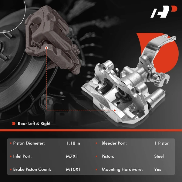2-Pc Brake Caliper Rear Driver & Passenger 1-Piston A-Premium APBC4764PG
