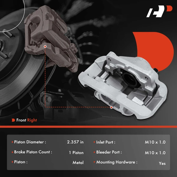 1-PC Brake Caliper, Front Right Passenger Side, 1-Piston, A-Premium APBC3038
