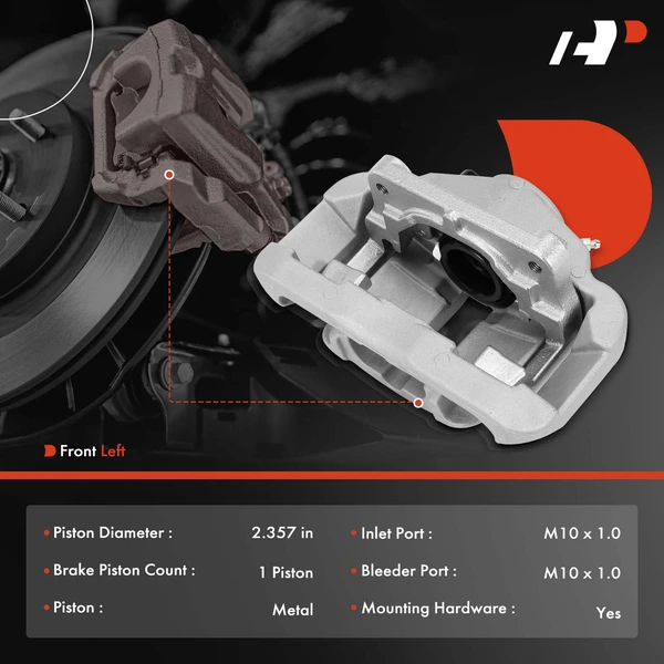 1-PC Brake Caliper, Front Left Driver Side, 1-Piston, A-Premium APBC3039